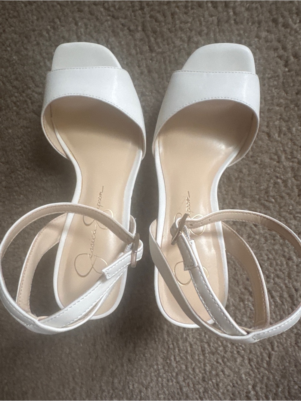Jessica Simpson White Open-Toe Ankle-Strap Heels
